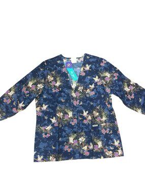 Vintage NWT Cherokee Women’s Button Down Scrub Fairy & Sun Top Size Extra Large